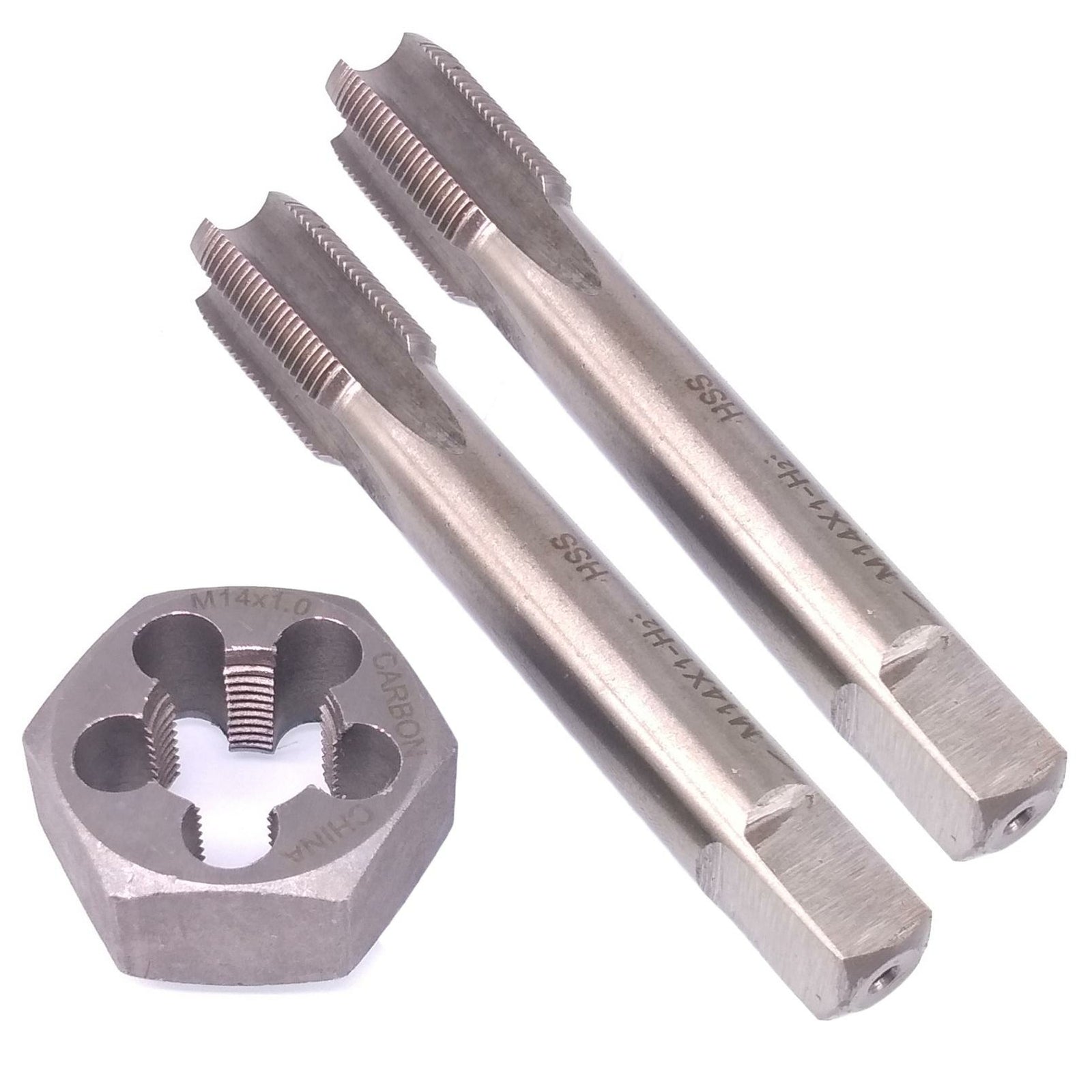 HSS M14 x 1mm Taper & Plug Tap & 14x1mm Hexagon Die Metric Thread Right Hand Set