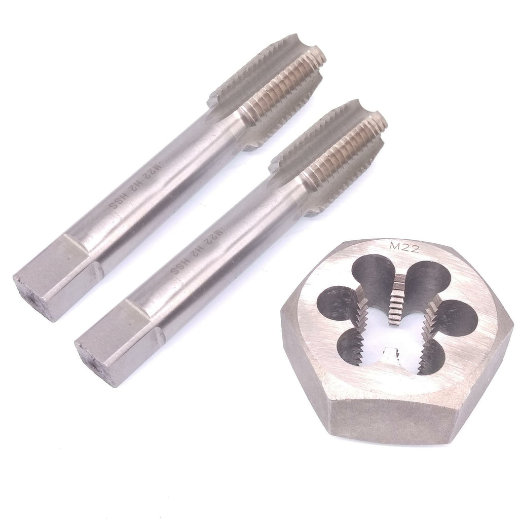 HSS M22 x 2.5mm Taper & Plug Tap & 22x2.5mm Hexagon Die Metric Thread Right Hand