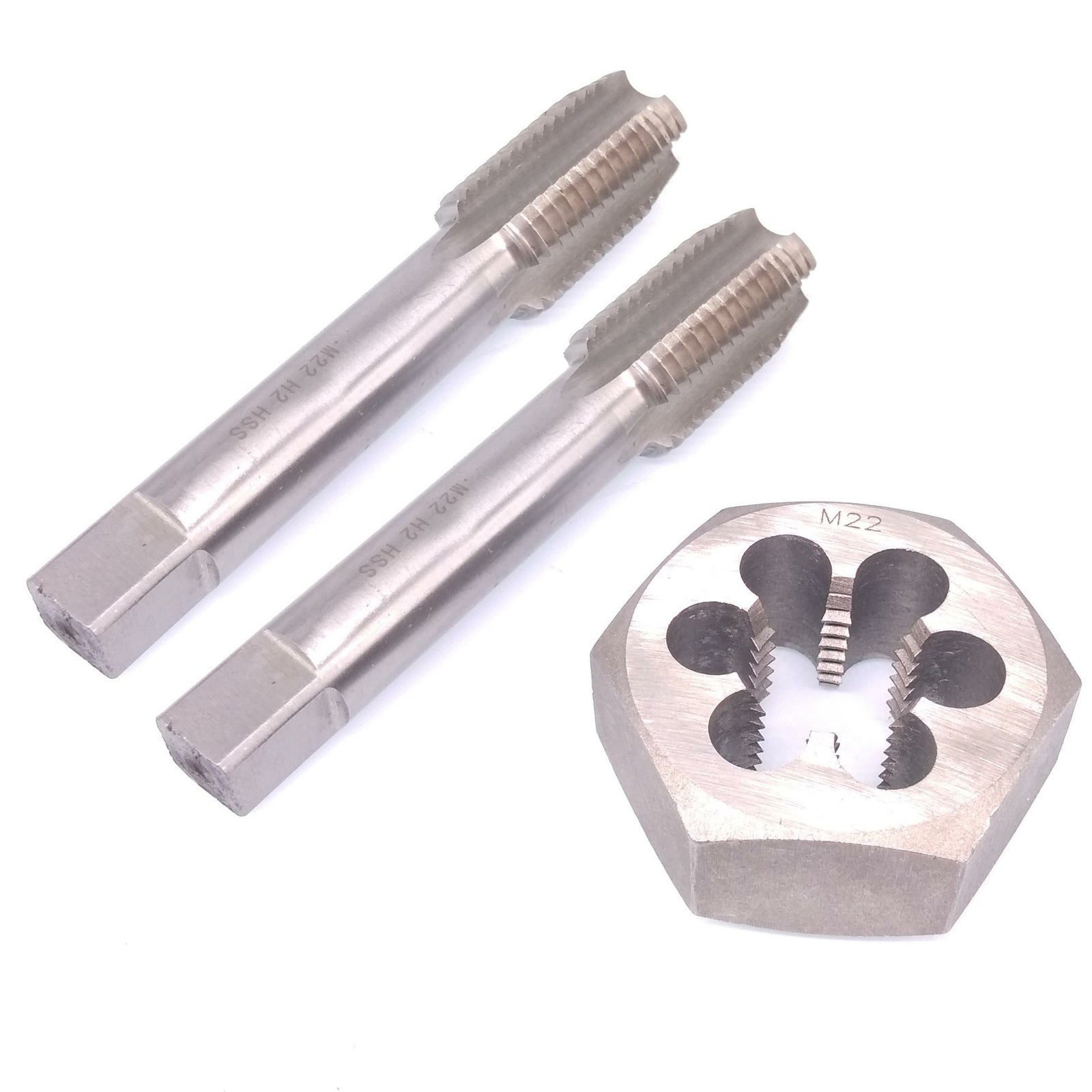 HSS M22 x 2.5mm Taper & Plug Tap & 22x2.5mm Hexagon Die Metric Thread Right Hand