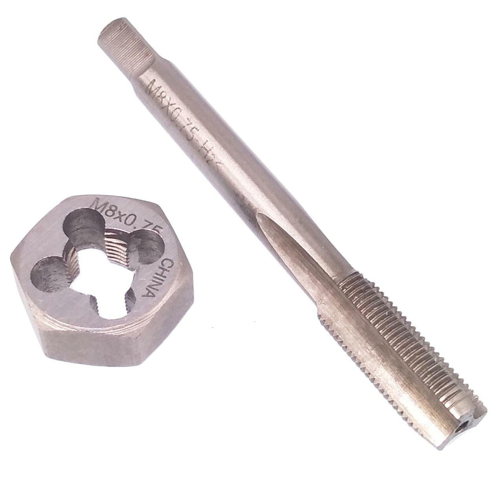 US Stock HSS M8 x 0.75mm Tap & 8x0.75mm Hexagon Die Metric Thread Right Hand Set
