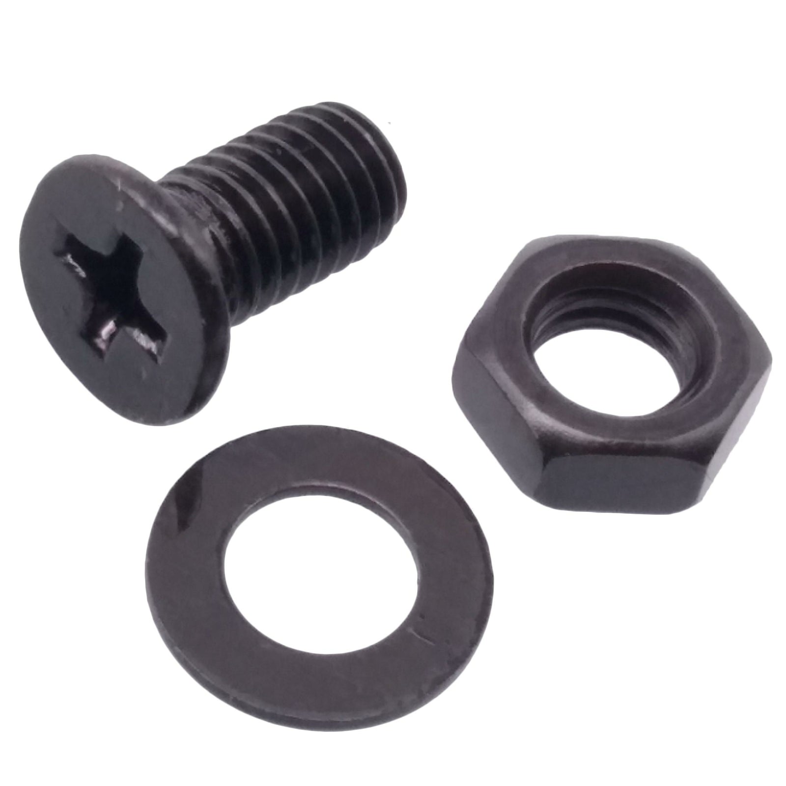 200pcs M5 x 12mm Flat Head Black Screws with Nuts Washers