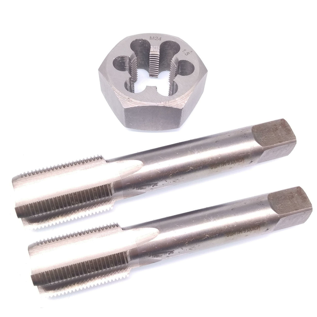 HSS M24 x 1.5mm Taper & Plug Tap & 24x1.5mm Hexagon Die Metric Thread Right Hand