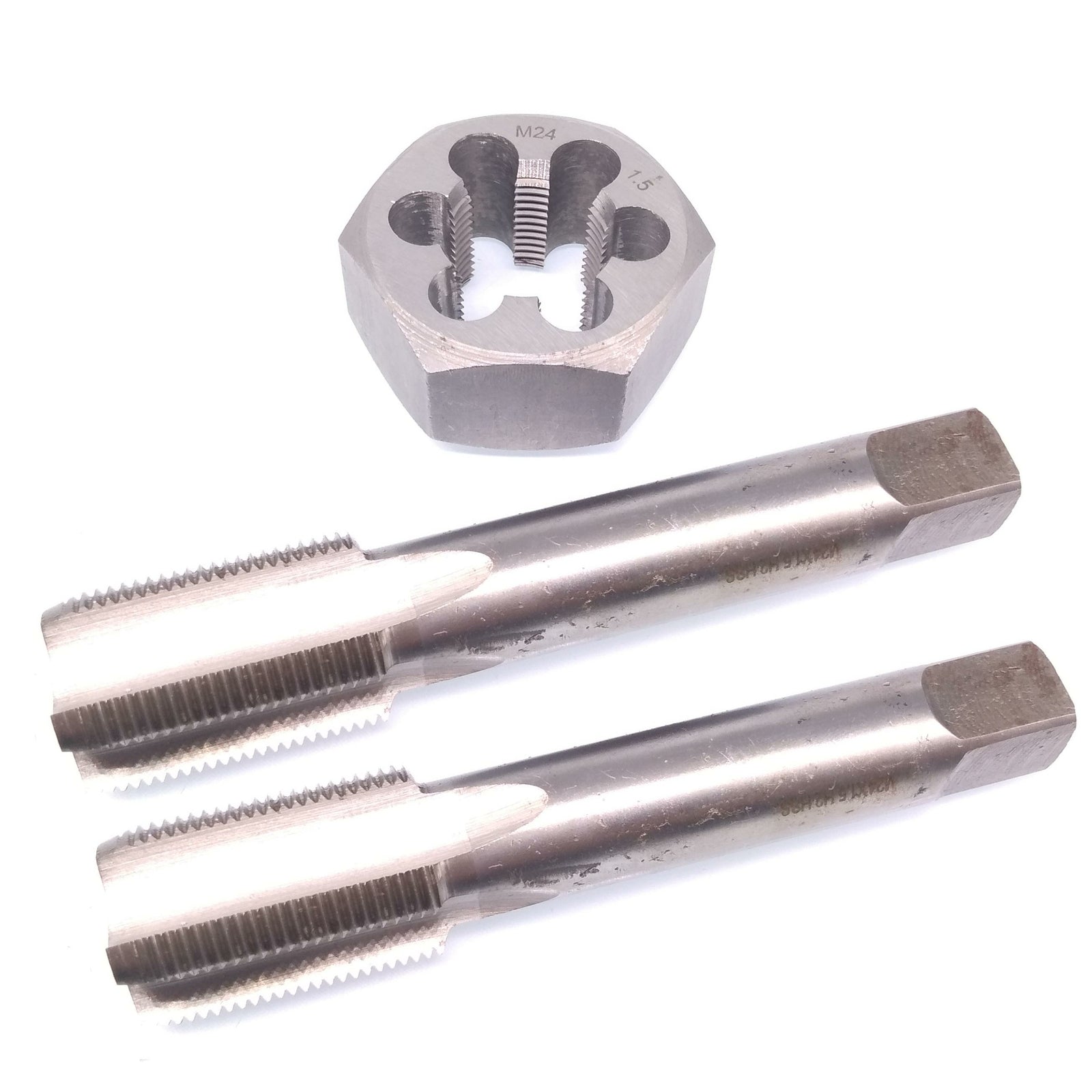 HSS M24 x 1.5mm Taper & Plug Tap & 24x1.5mm Hexagon Die Metric Thread Right Hand