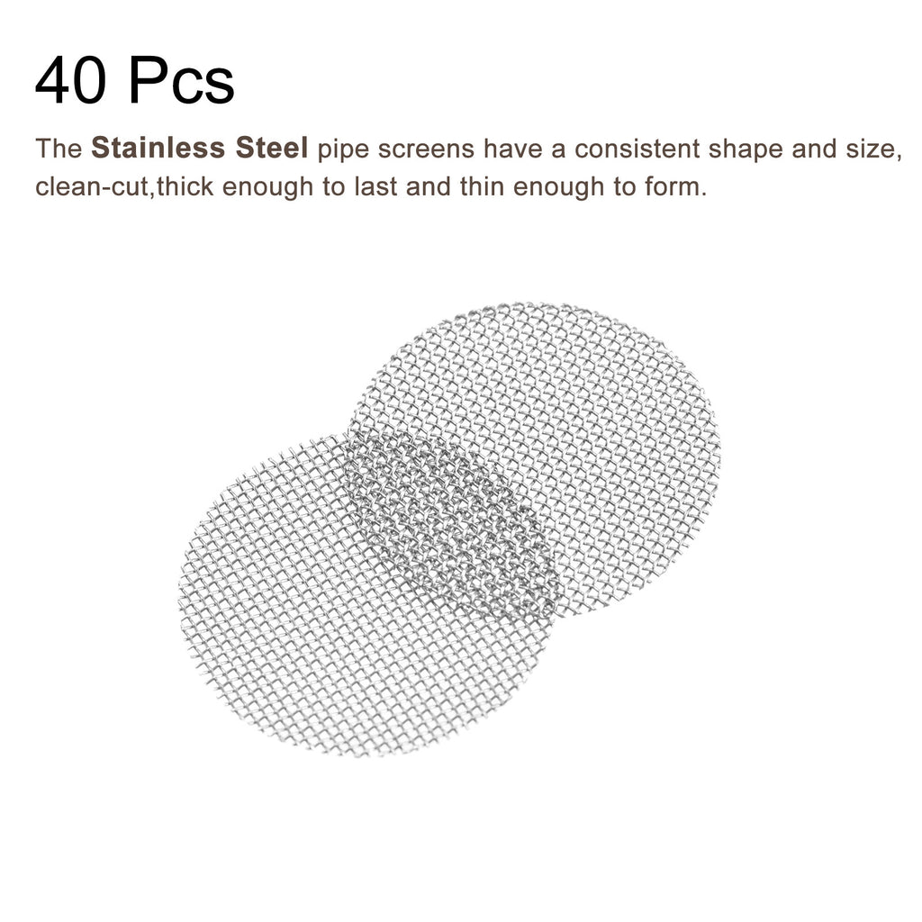 40pcs 60# Pipe Screen Stainless Steel Screen 19/32 Inch 15mm Dia for Pipe Filter
