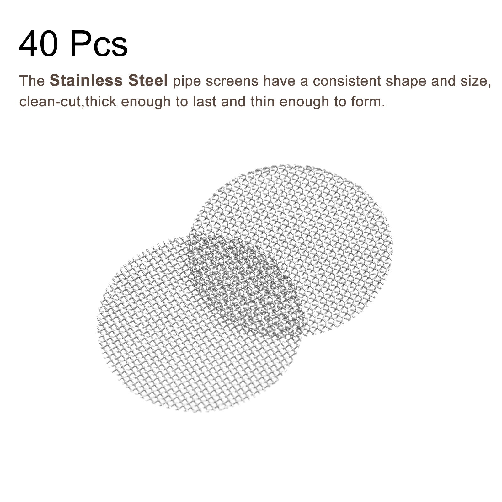40pcs 60# Pipe Screen Stainless Steel Screen 19/32 Inch 15mm Dia for Pipe Filter