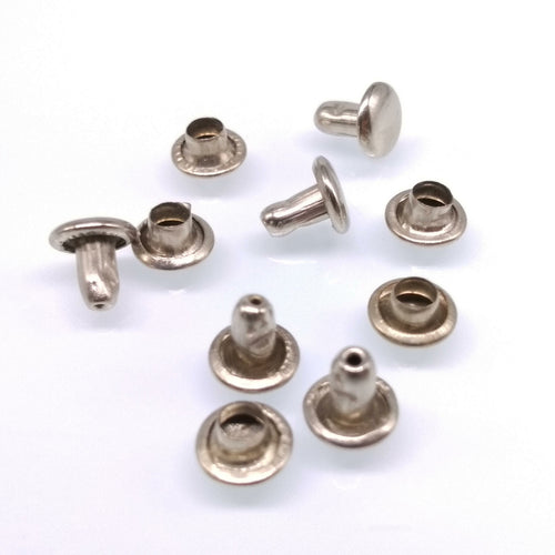100pcs 6mm Round Double Cap Rivets Leather Craft Stud Repair Tool DIY Set Silver