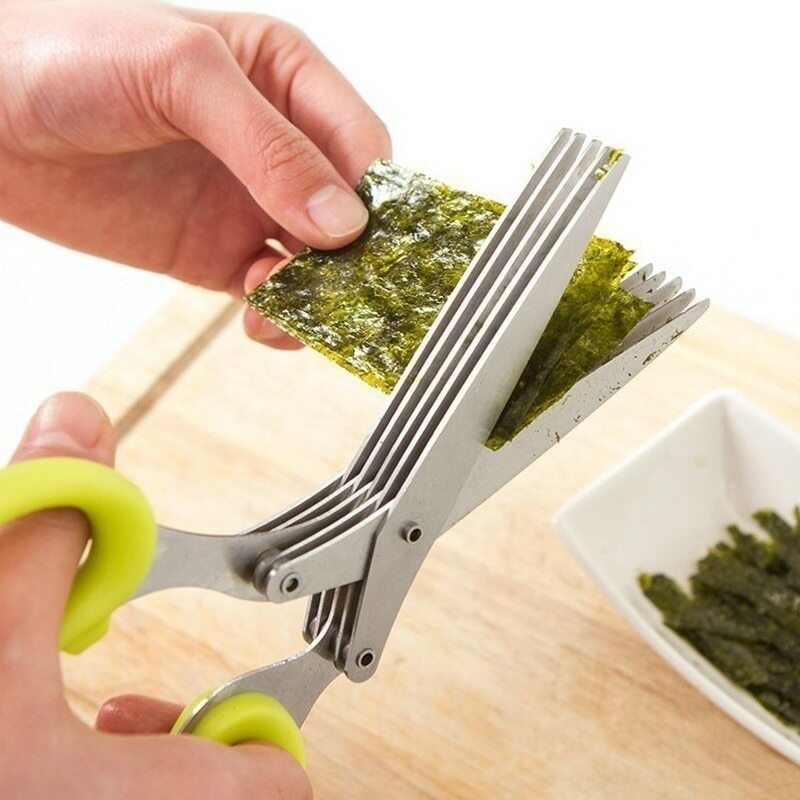 Vegetable Slicer Scissors Stainles Steel Spring Onion Cutter 5 Sharp Blades