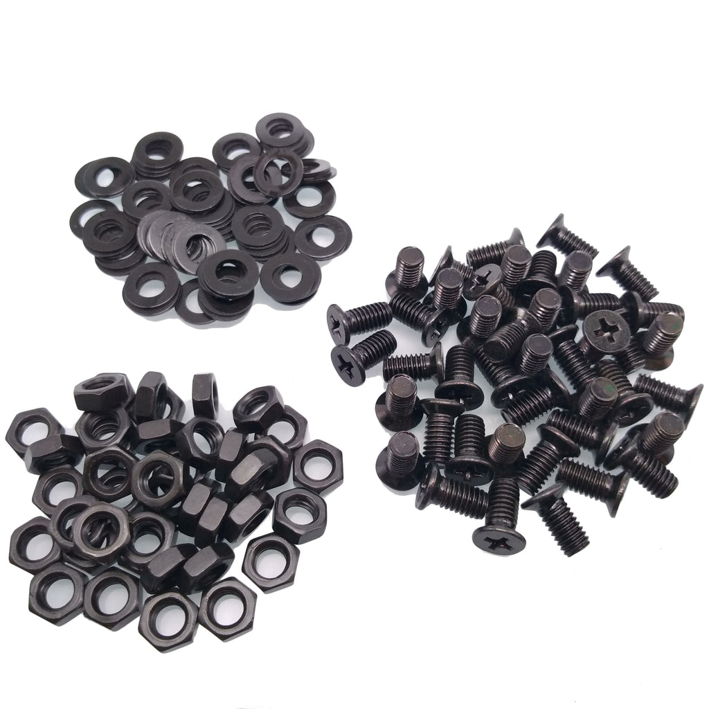 200pcs M5 x 12mm Flat Head Black Screws with Nuts Washers
