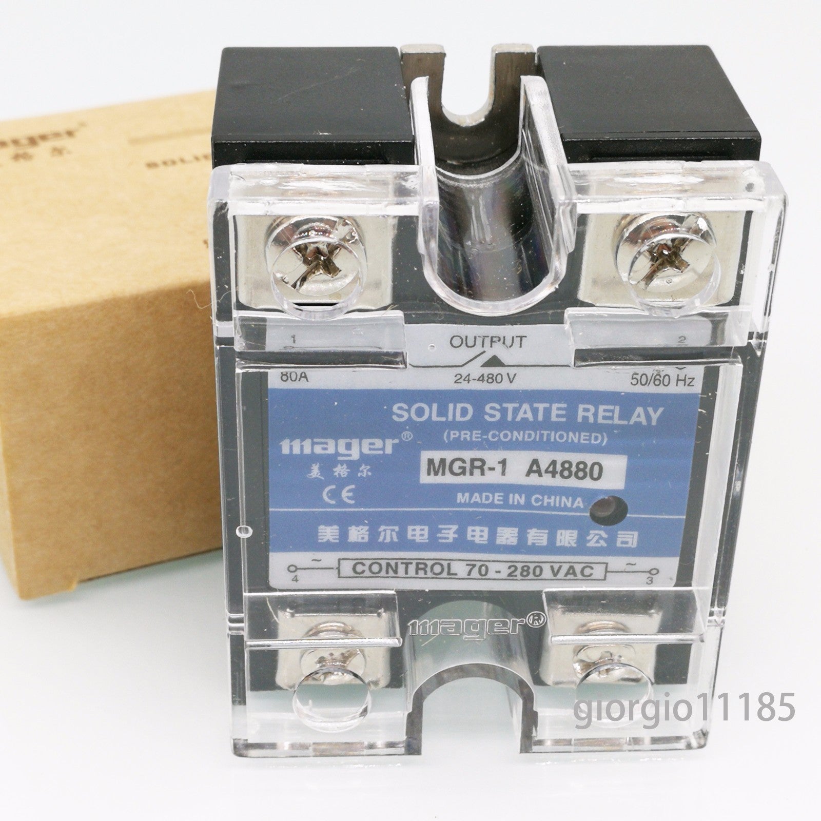 US Stock 80A Solid State Relay SSR AC-AC Input 70-280V AC Load 240-480VAC A4880
