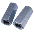 US Stock 2pcs M12 x 1.75 x 38mm Long Rod Coupling Hex Nut Connector Zinc Plated
