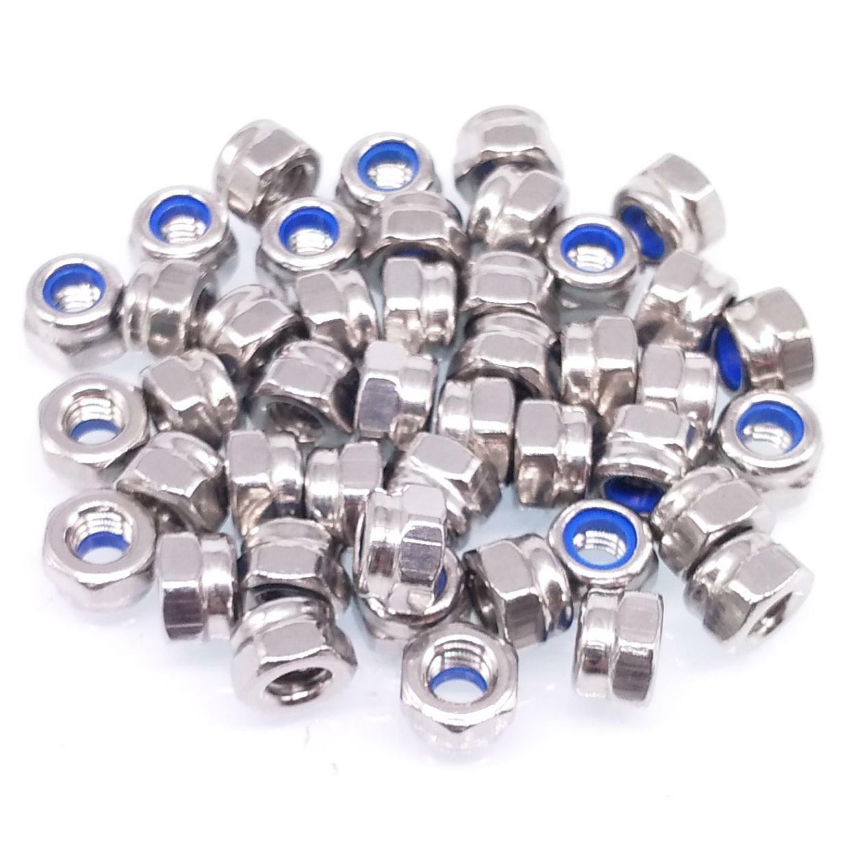200x M4 x 0.7mm Self-Locking Nylon Insert Hex Nuts Stainless Steel