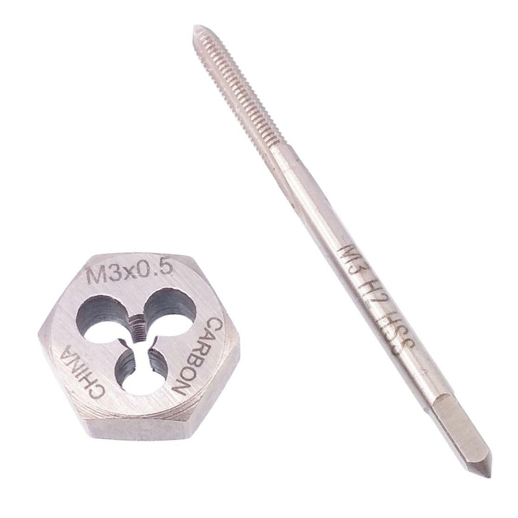 US Stock HSS M3 x 0.5mm Tap & 3 x 0.5mm Hexagon Die Metric Thread Right Hand Set