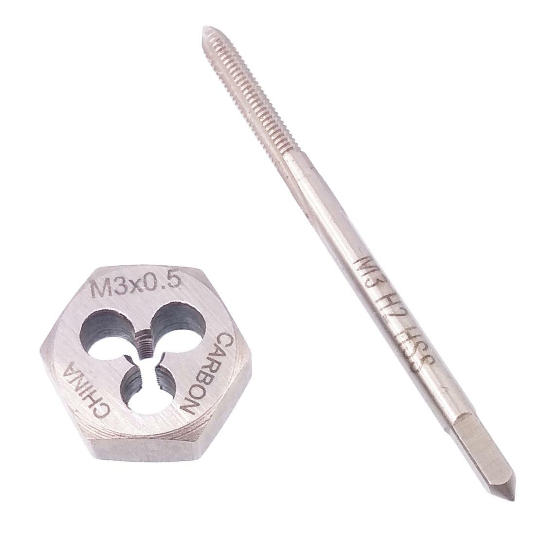 US Stock HSS M3 x 0.5mm Tap & 3 x 0.5mm Hexagon Die Metric Thread Right Hand Set