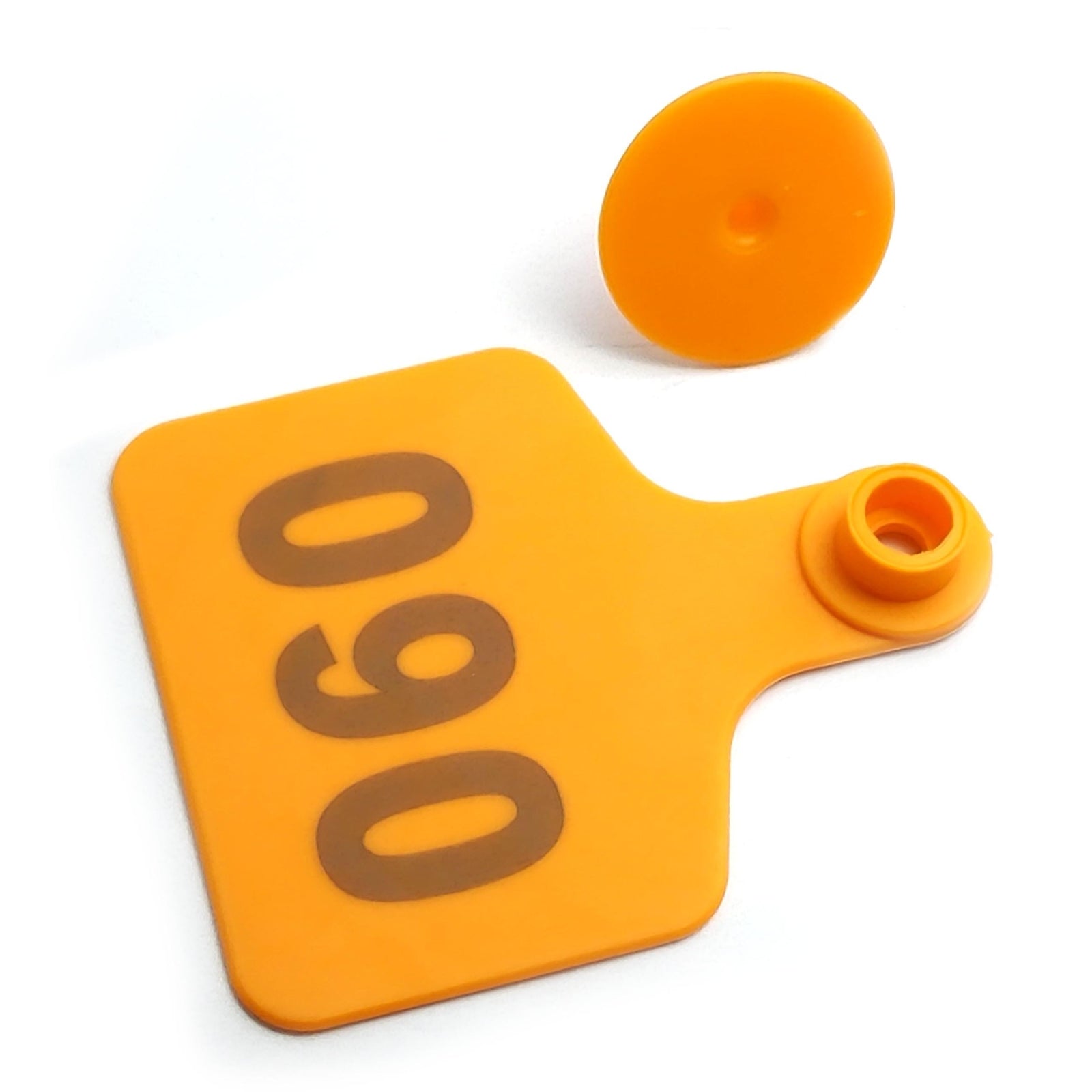 US Stock 100x Orange 001-100 Number Plastic Livestock Ear Tag 3" x 2.4" For Cow