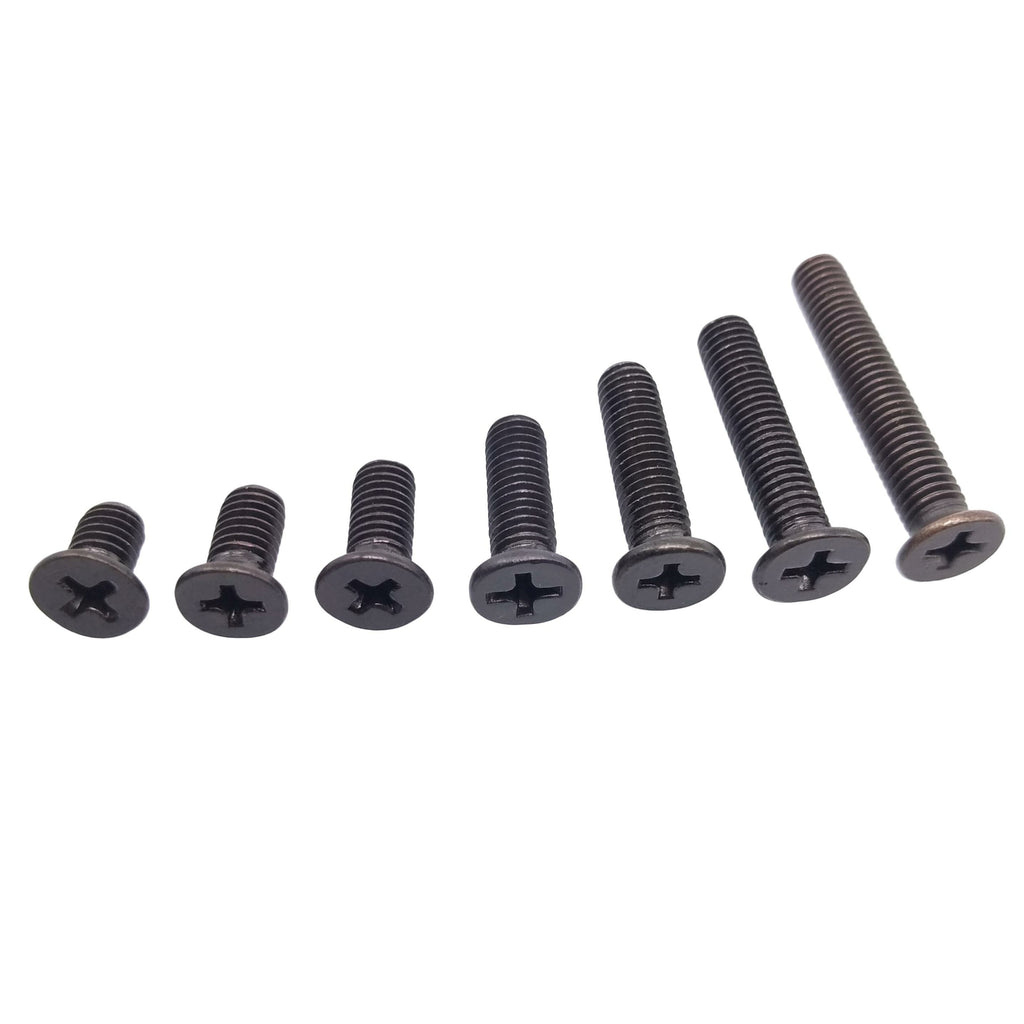 350pcs M5 Flat Head Black Screws with Nuts Washers Assortment Kit