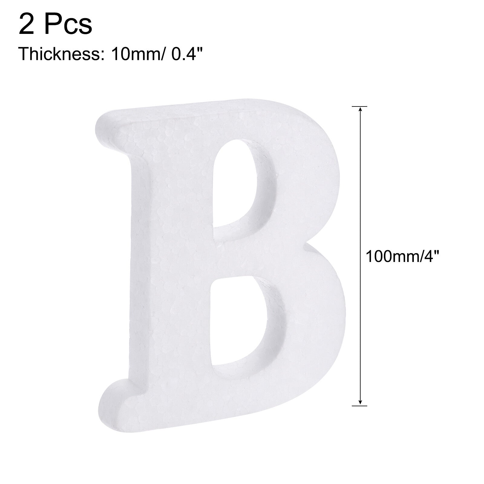 2pcs Foam Letters B Letter EPS White Polystyrene Letter Foam 100mm/4 Inch