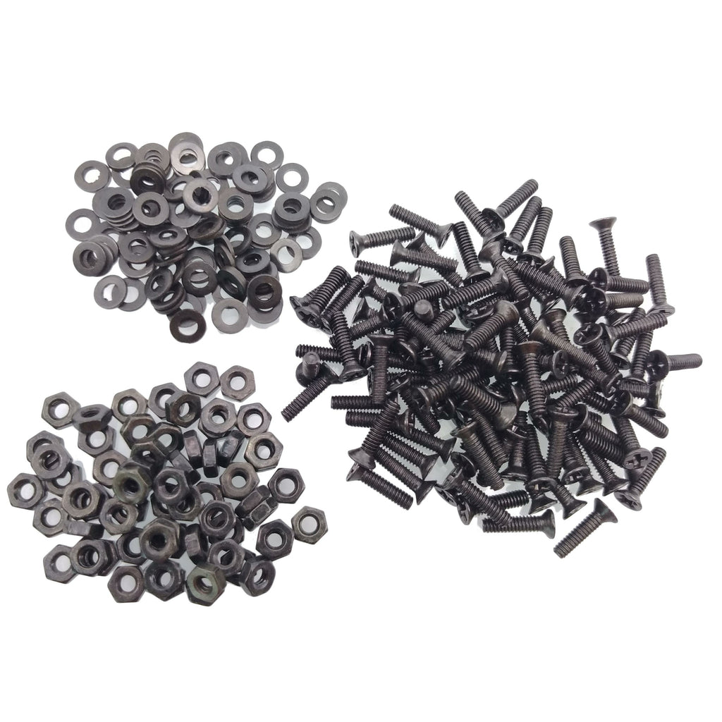 500pcs M2 x 8mm Flat Head Black Screws with Nuts Washers