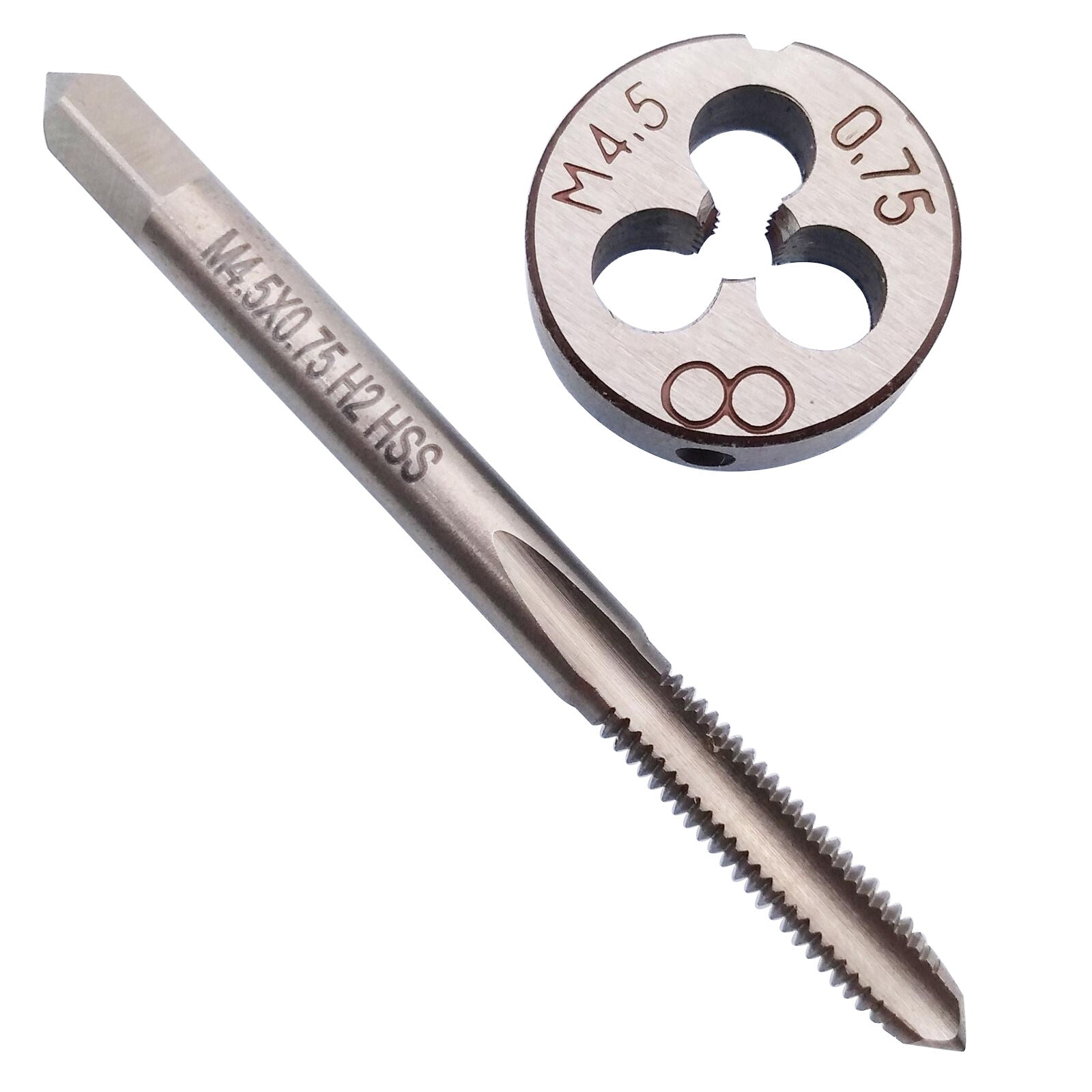 HSS M4.5 x 0.75mm Tap & M4.5 x 0.75mm Die Metric Thread Right Hand