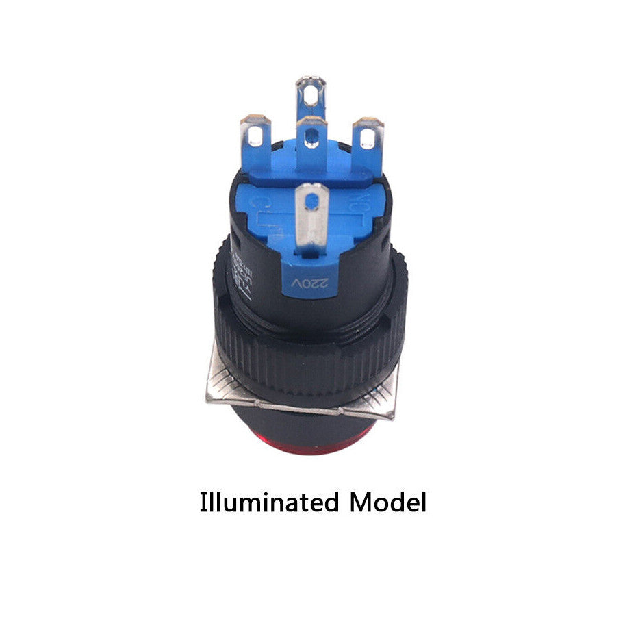 5pcs 24V Blue 16mm Momentary Push Button Switch ON/OFF 5A 250V 1 NO1 NC