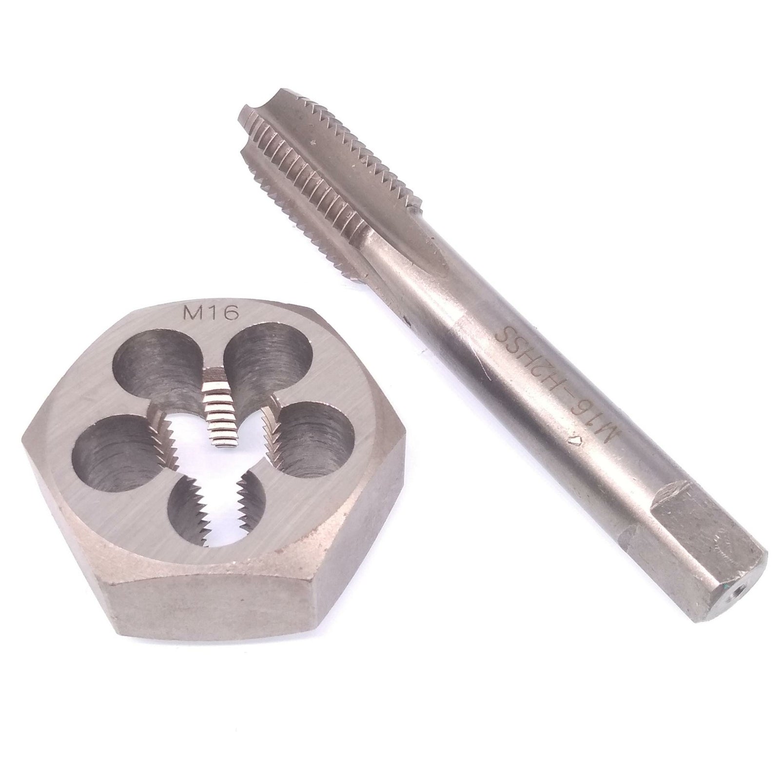 US Stock HSS M16 x 2mm Tap & M16 x 2mm Hexagon Die Metric Thread Right Hand Set