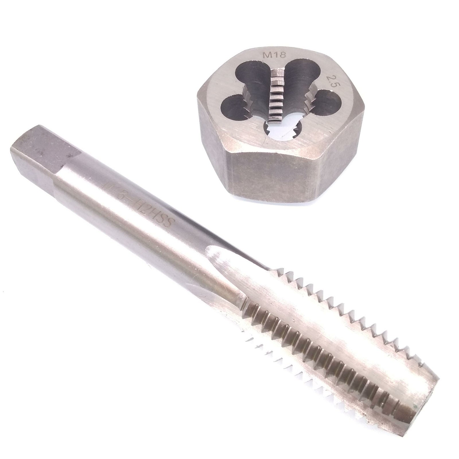 US Stock HSS M18 x 2.5mm Tap & 18x2.5mm Hexagon Die Metric Thread Right Hand Set