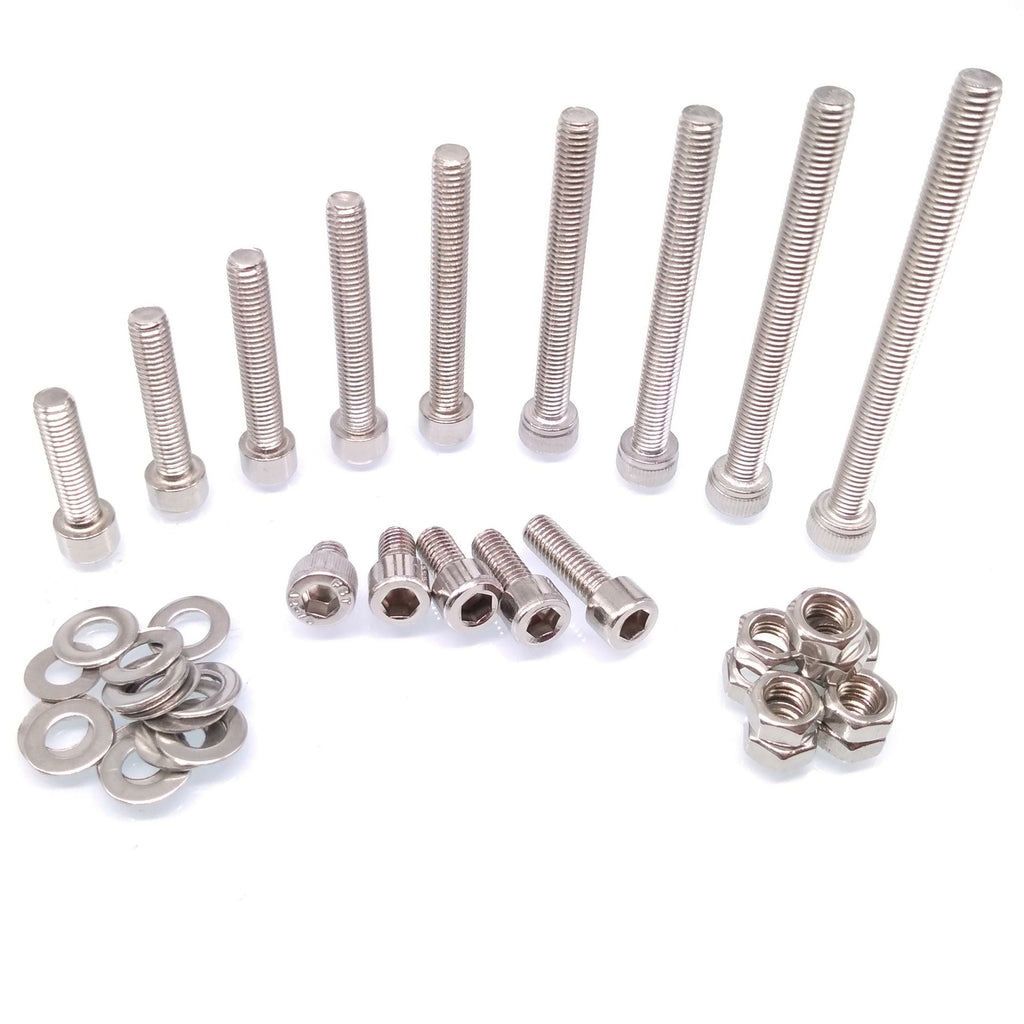 220x M5 Socket Head Cap Screws SS Steel Allen Socket Nuts Washers Assortment Kit
