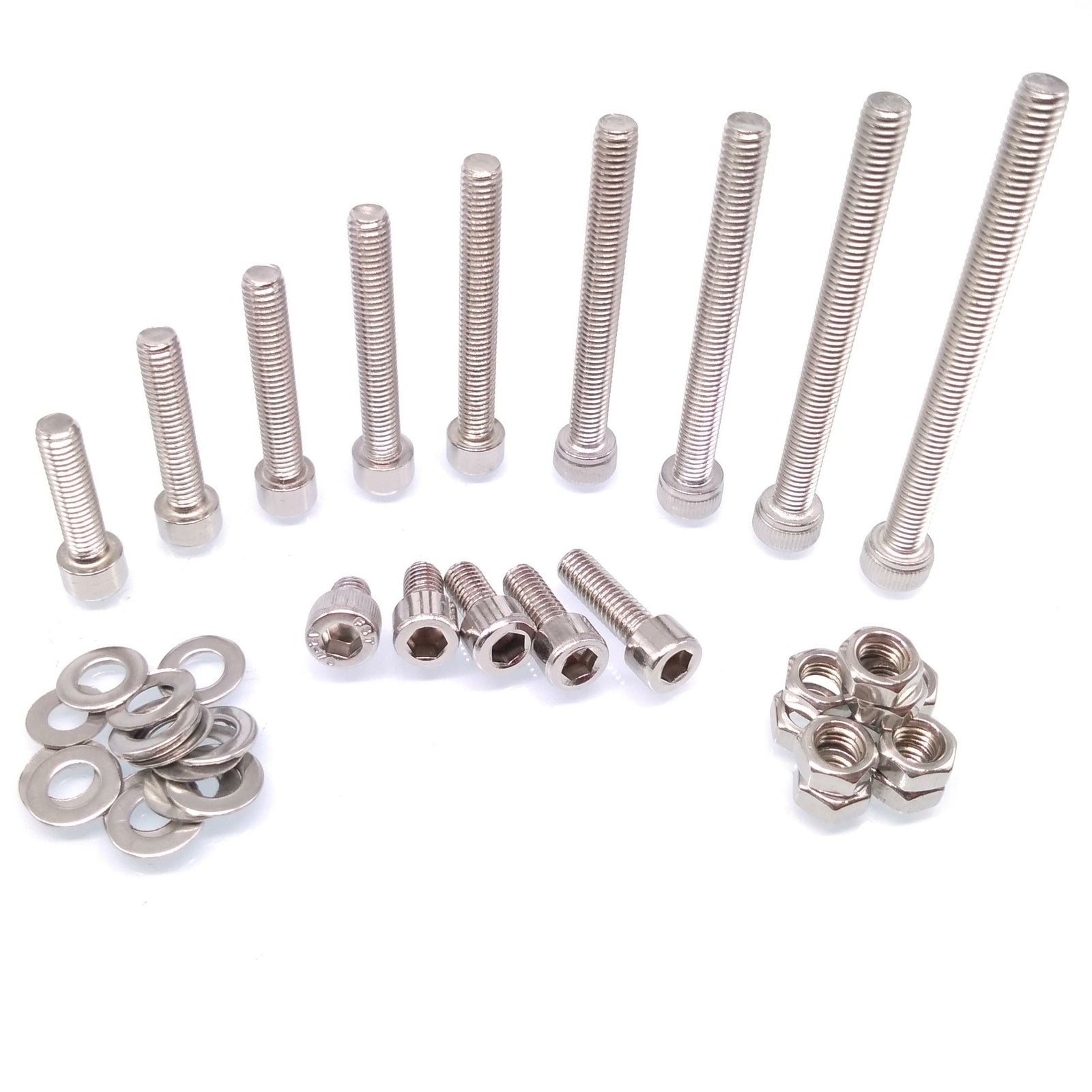220x M5 Socket Head Cap Screws SS Steel Allen Socket Nuts Washers Assortment Kit