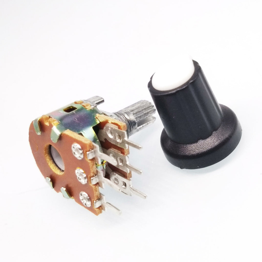 10 Units 10K B10K OHM Linear Taper Rotary Dual Potentiometer POT White Knob