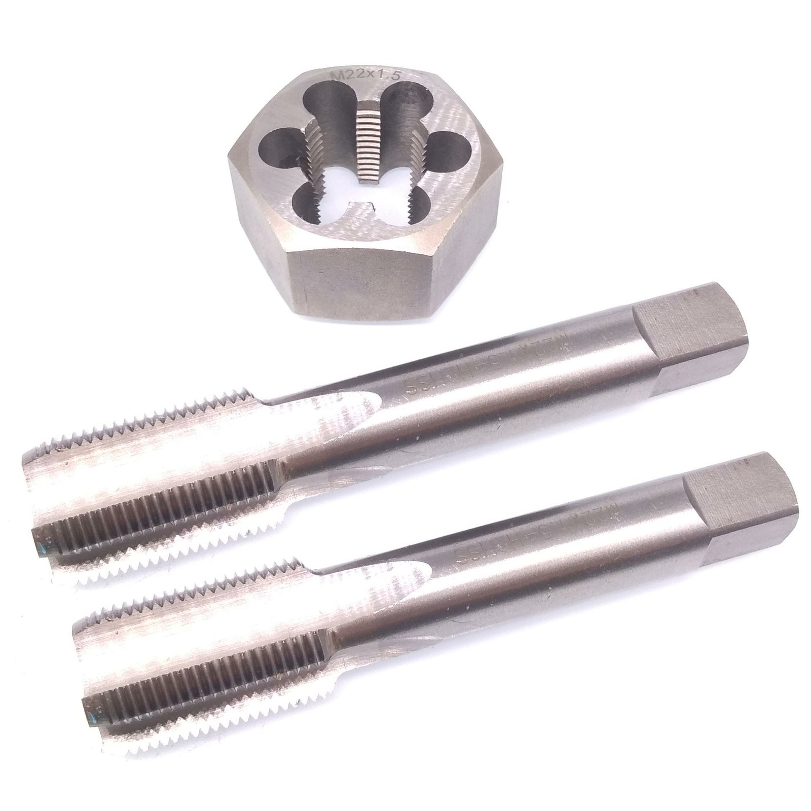 HSS M22 x 1.5mm Taper & Plug Tap & 22x1.5mm Hexagon Die Metric Thread Right Hand