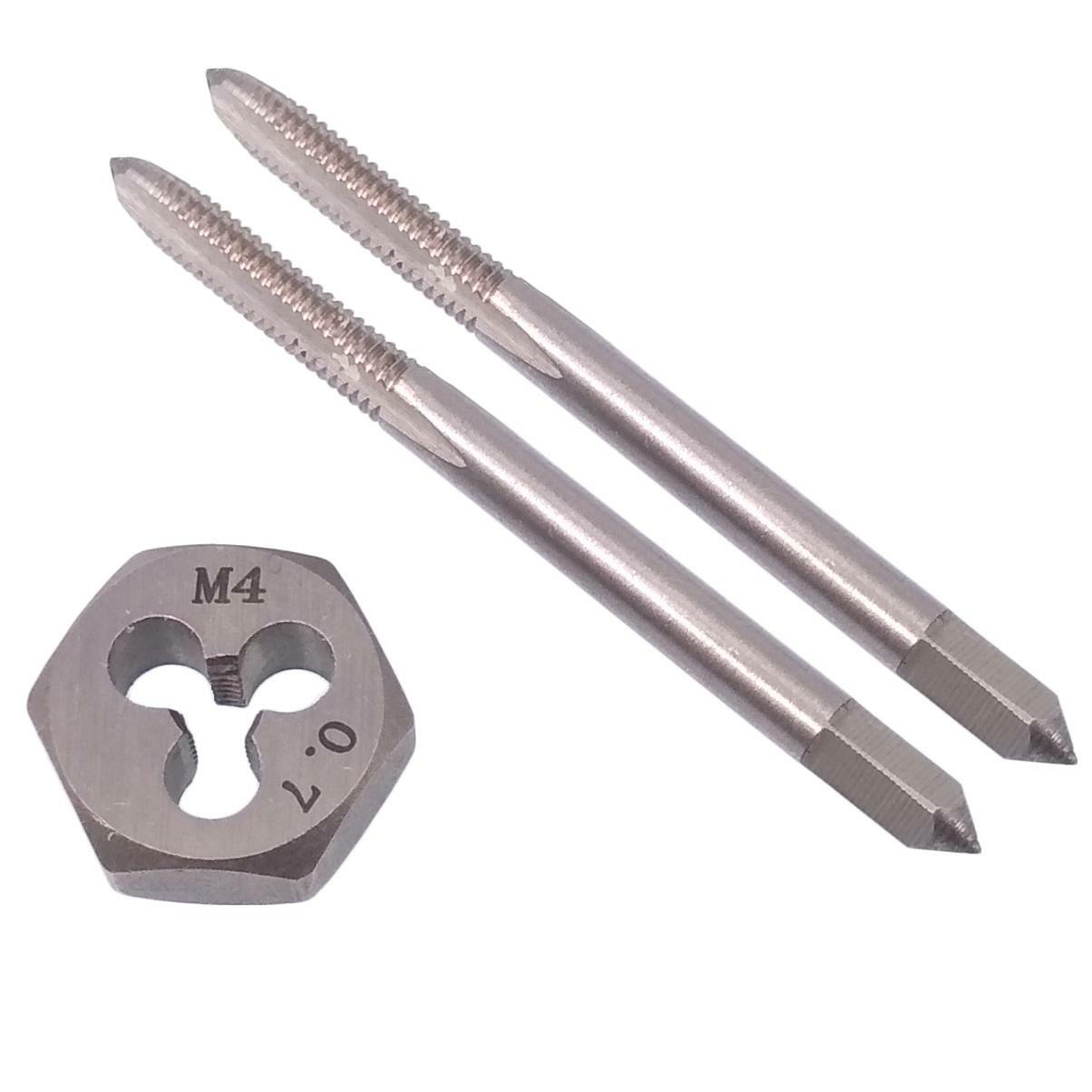 HSS M4 x 0.7mm Taper & Plug Tap & M4x0.7mm Hexagon Die Metric Thread Right Hand