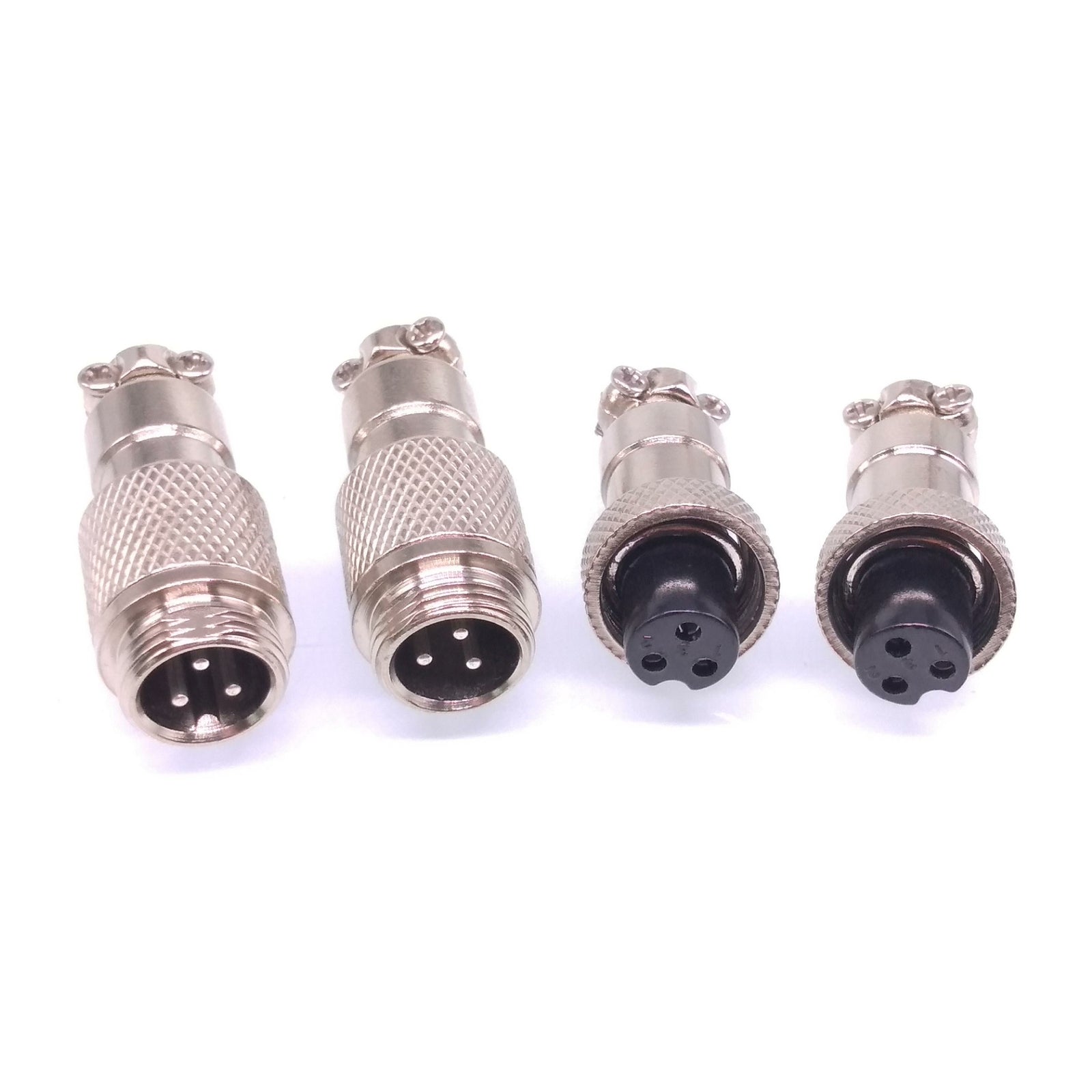 2Sets GX12 3Pin 12mm Panel Mounting Metal Aviation Connector Plug + Socket