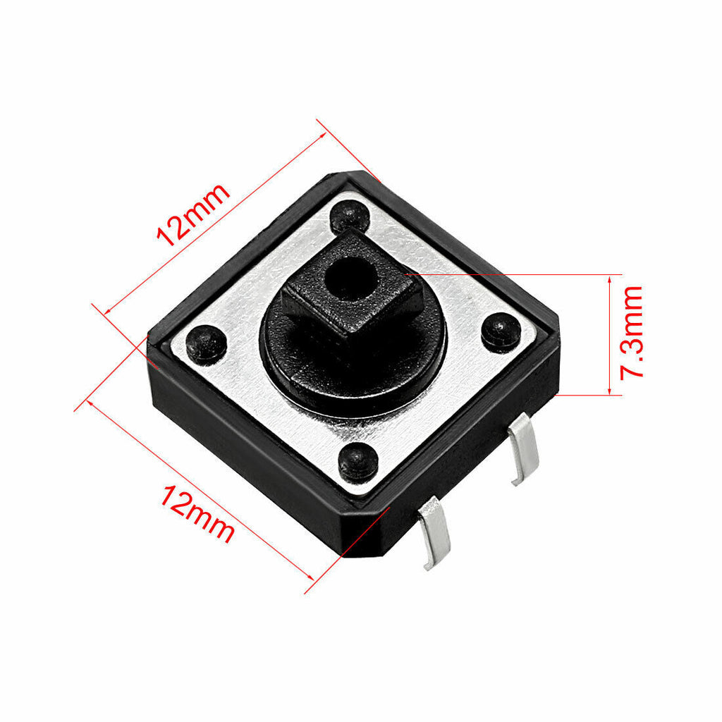 10pcs Panel Current PCB DIP Tactile 4-Pin Push Button Switch 12x12x7.3mm