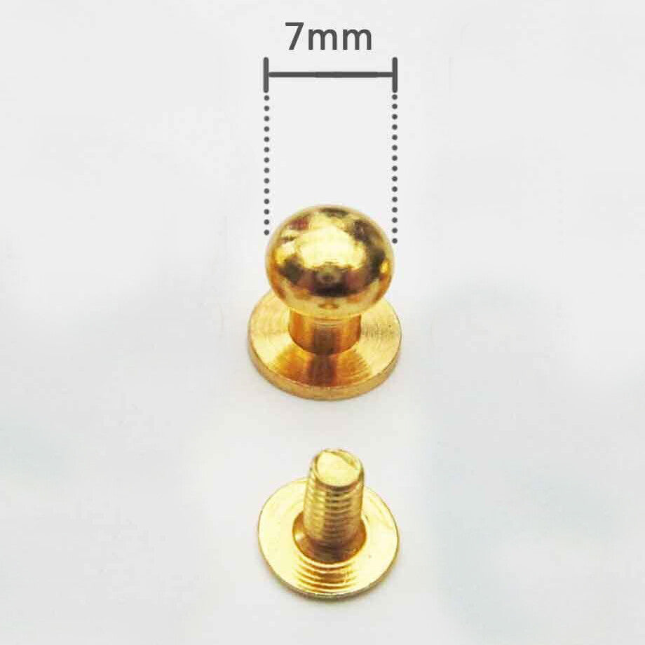 10pcs 7mm Solid Brass Round Head Stud Screwback Leather Bag Screw Nail Rivet