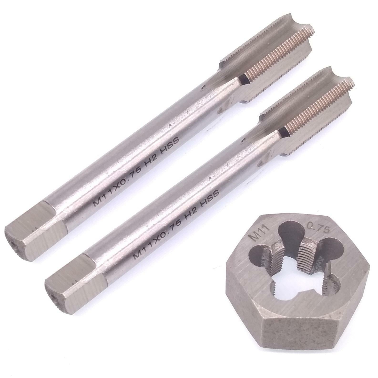 HSS M11 x 0.75mm Taper & Plug Tap & M11x0.75mm Hexagon Die Metric Right Hand Set