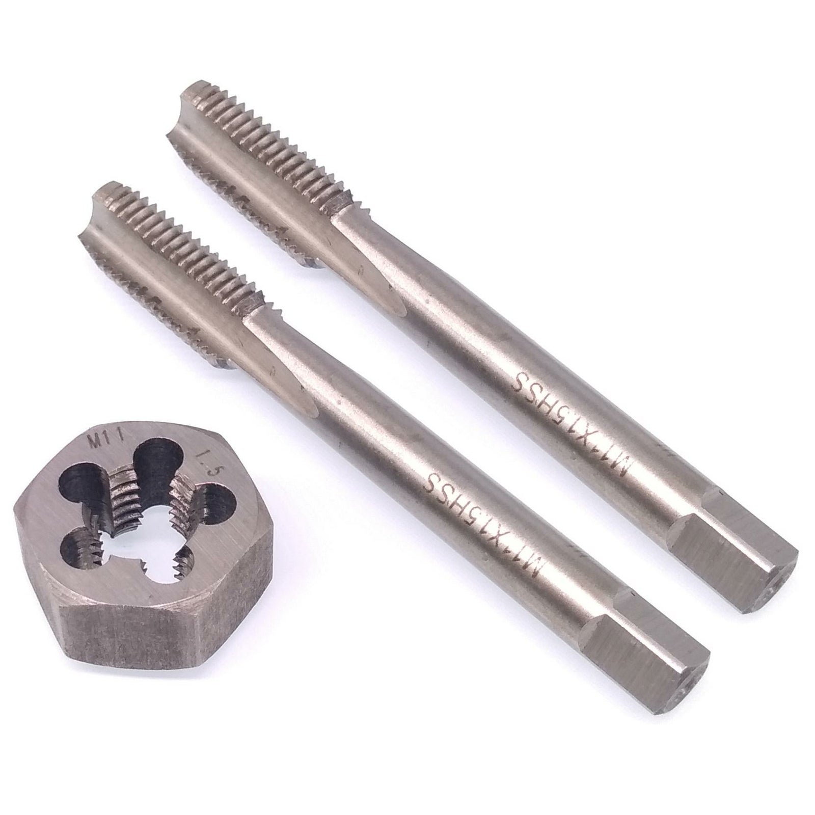 HSS M11 x 1.5mm Taper & Plug Tap & 11x1.5mm Hexagon Die Metric Thread Right Hand