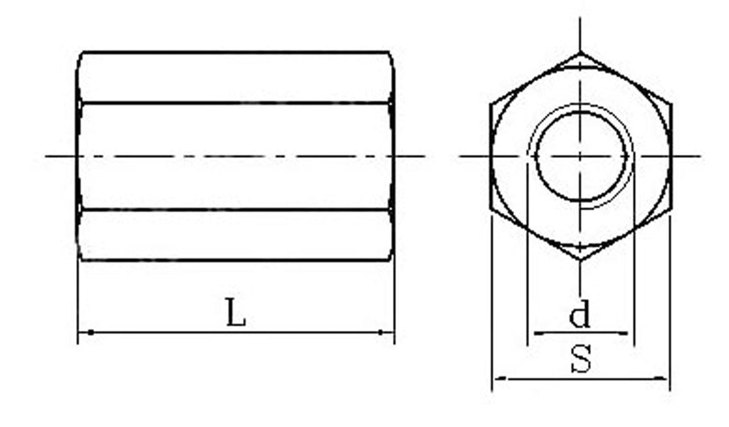 5pcs M8 x 1.25 x 30mm Stainless steel Long Coupling Hex Nut Connector