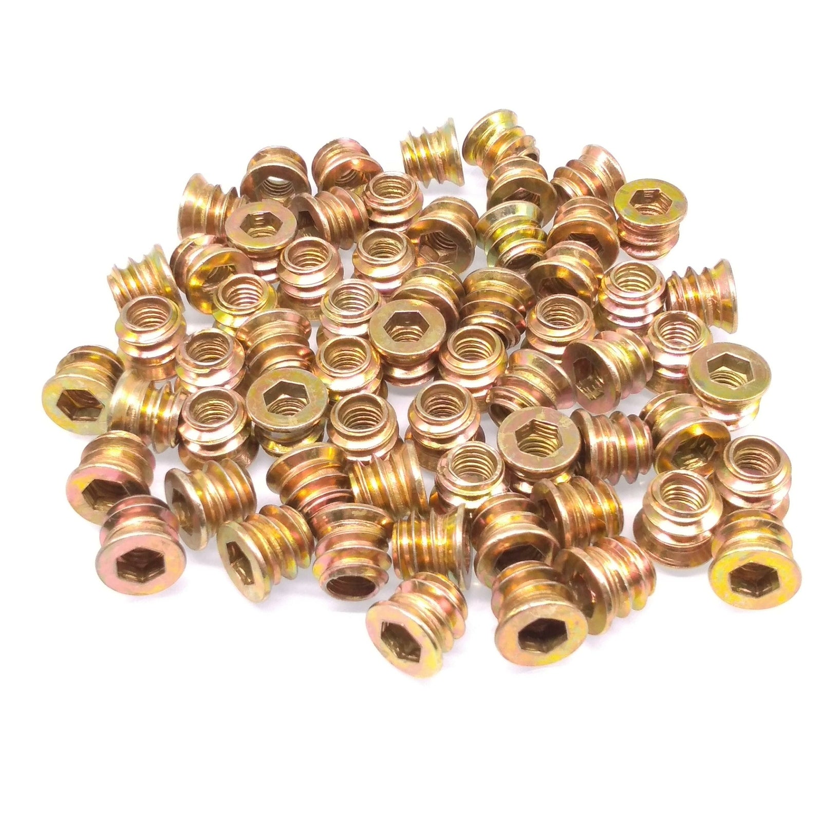 100pcs M6 x 10mm Furniture Screw-in Nut Bolt Fastener Hex Socket Insert Nuts
