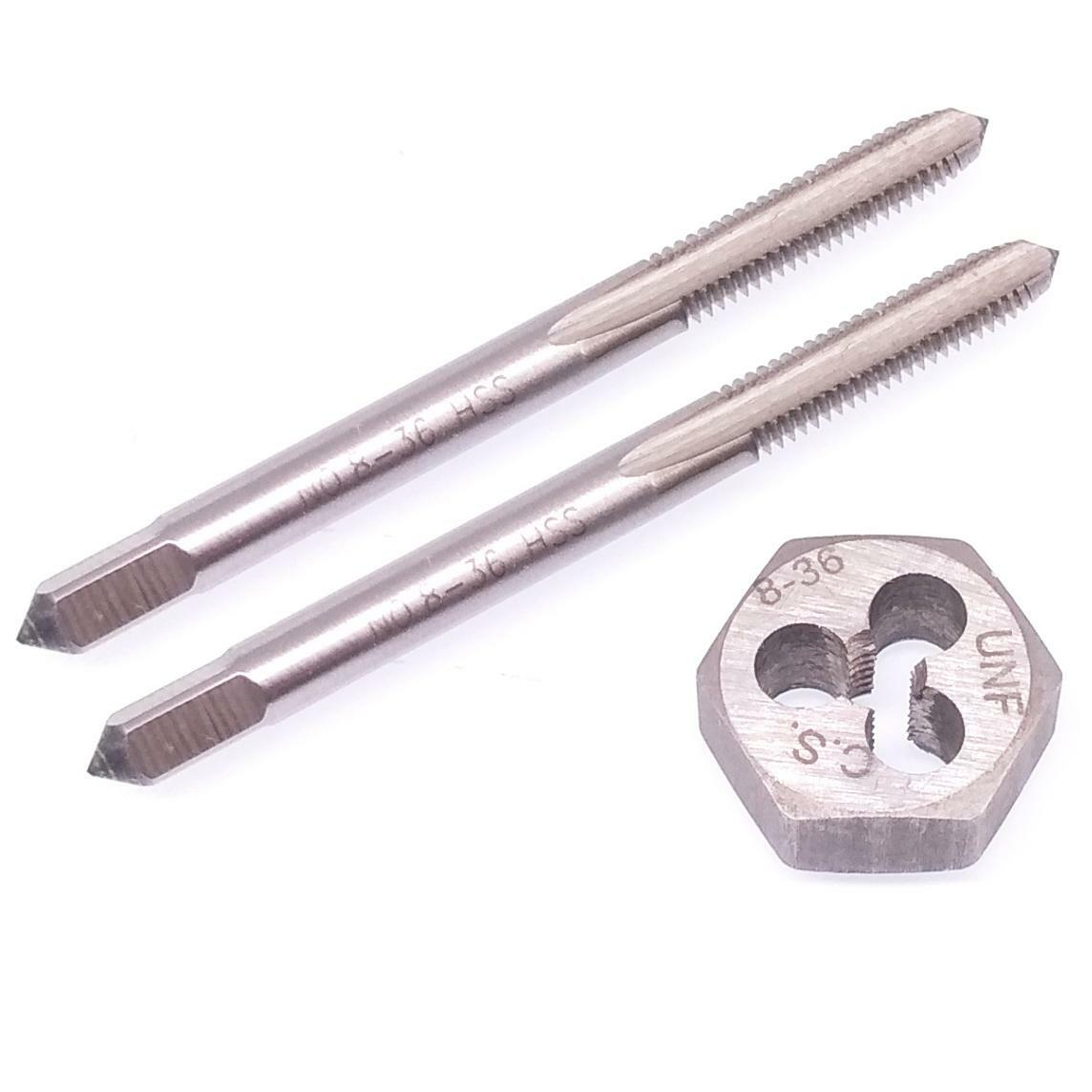 HSS 8-36 Taper & Plug Tap & 8-36 Hexagon Die Thread Right Hand Set