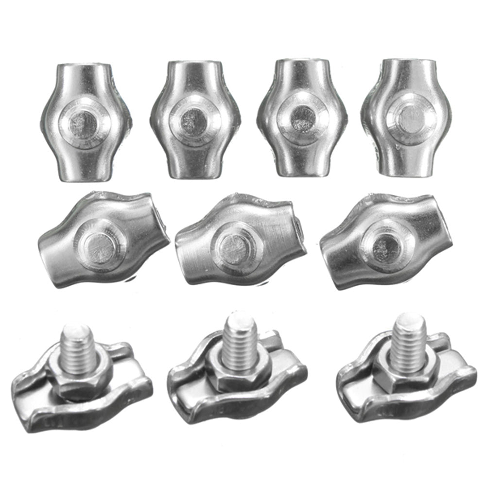 US Stock 10pcs 2mm 304/A2 Stainless Steel Wire Rope Simple Grip Cable Clamp