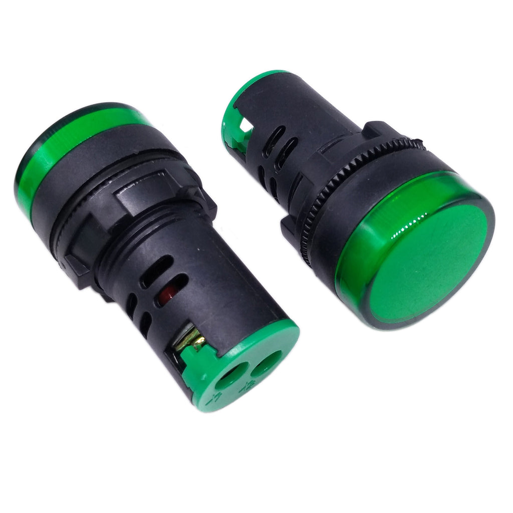 US Stock 5pcs Green LED Power Indicator Signal Light AC DC 24V 22mm AD16-22DS