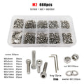 M2 SUS304 Allen Hexagon Hex Socket Cap Head Screw Bolt Nut Washer Set Kit