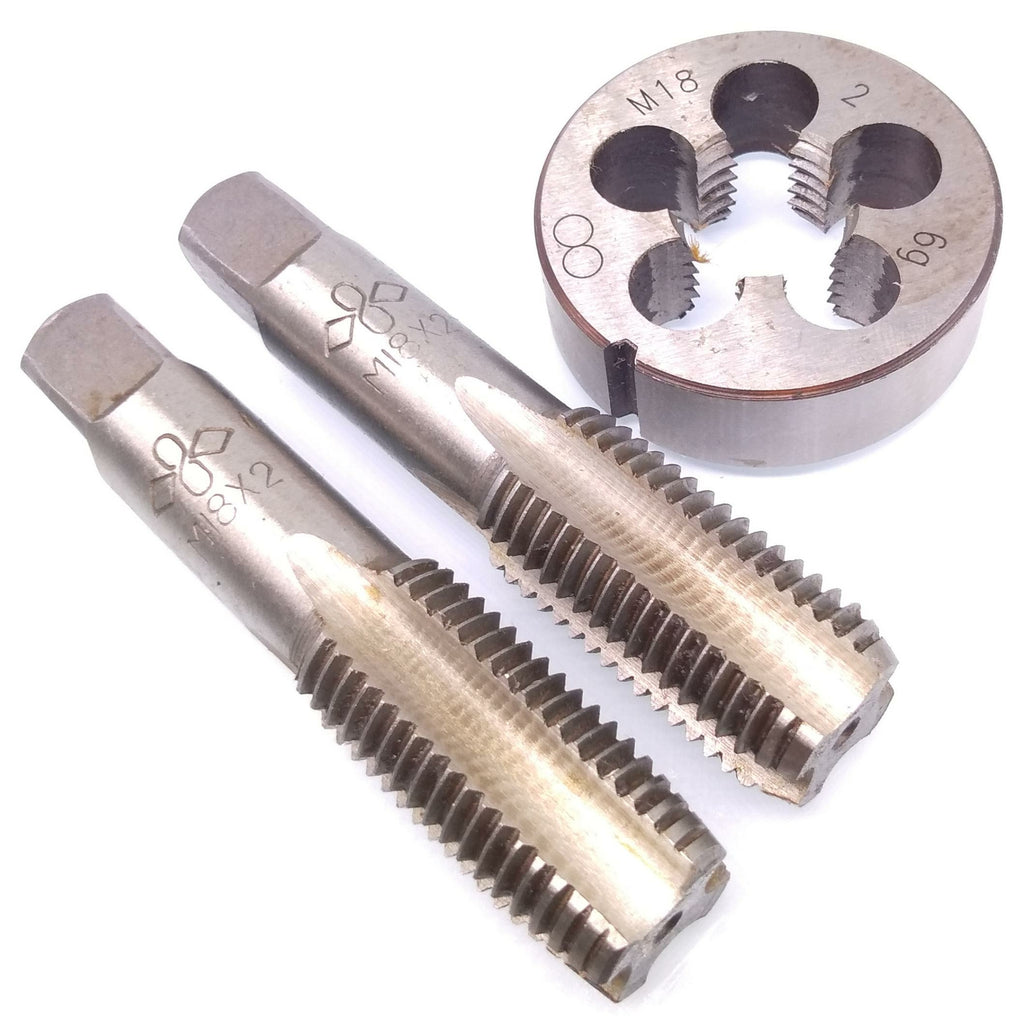 HSS M18 x 2mm Taper & Plug Tap & M18 x 2mm Die Metric Thread Right Hand