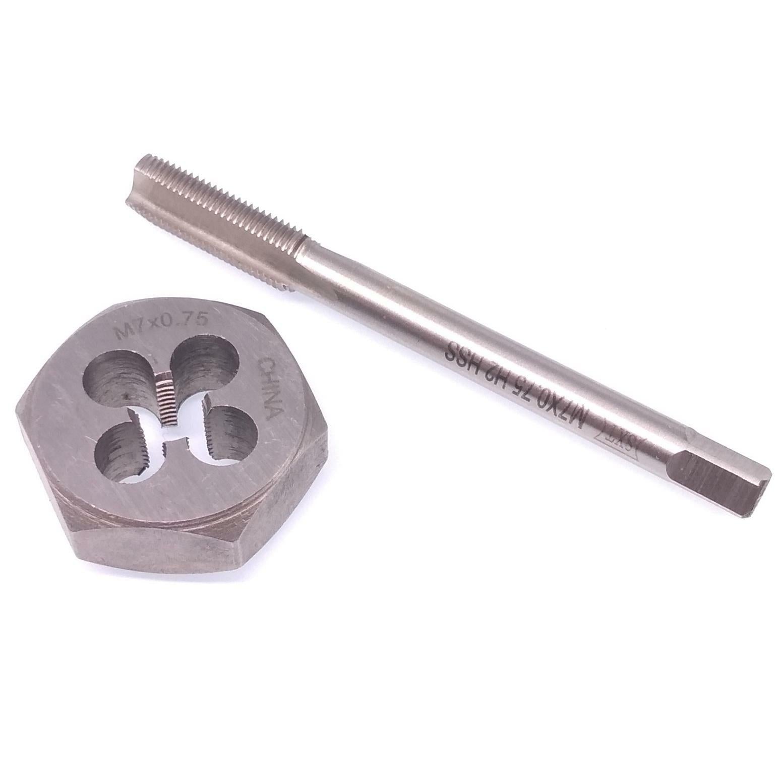 US Stock HSS M7 x 0.75mm Tap & 7x0.75mm Hexagon Die Metric Thread Right Hand Set