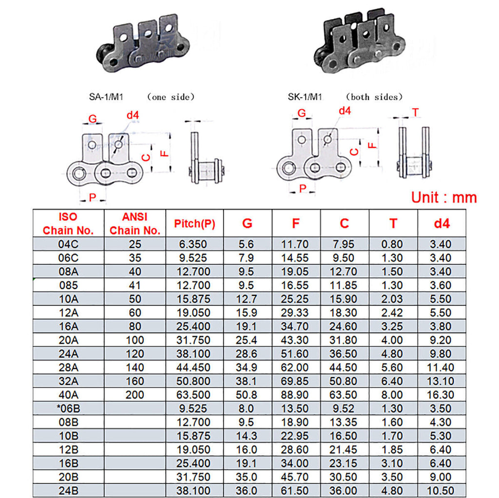 1.524M 08B-1 Roller Chain 1/2" Drive Chain Ears Hole 6.5mm +Lock Link