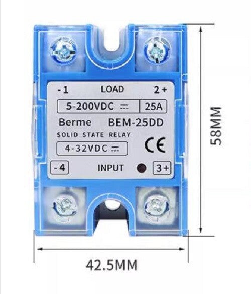 DC 4-32V to DC 5-200V Solid State Relays 25 Amp SSR Single-phase Blue