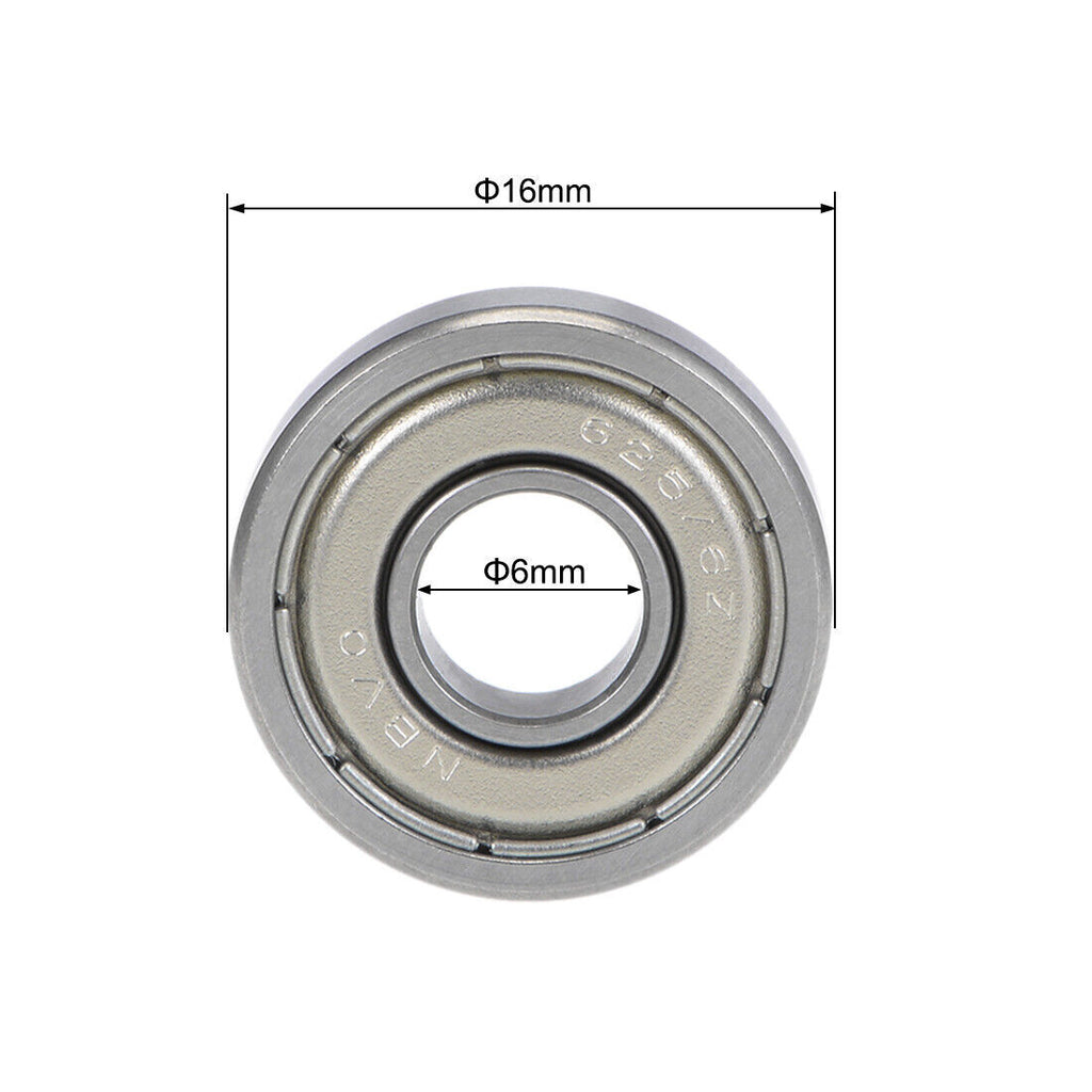 2pcs R1660ZZ Ball Bearings 6x16x5mm Double Shielded Chrome Steel