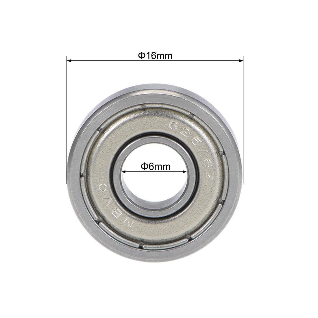 2pcs R1660ZZ Ball Bearings 6x16x5mm Double Shielded Chrome Steel