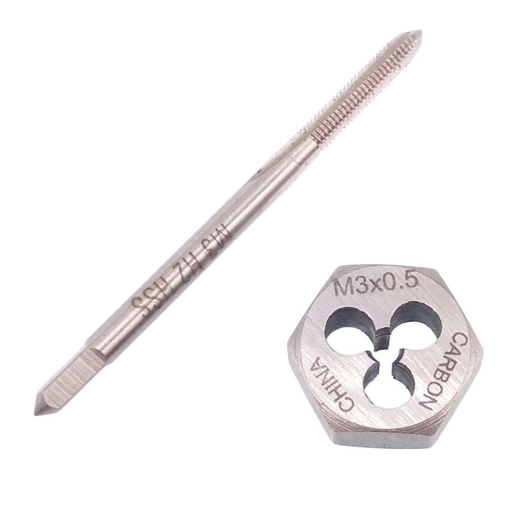 US Stock HSS M3 x 0.5mm Tap & 3 x 0.5mm Hexagon Die Metric Thread Right Hand Set