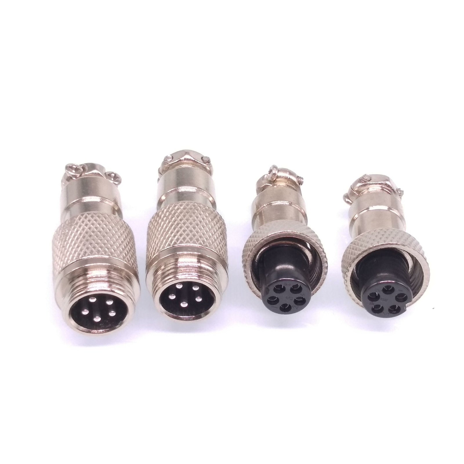2Sets GX12 5Pin 12mm Panel Mounting Metal Aviation Connector Plug + Socket