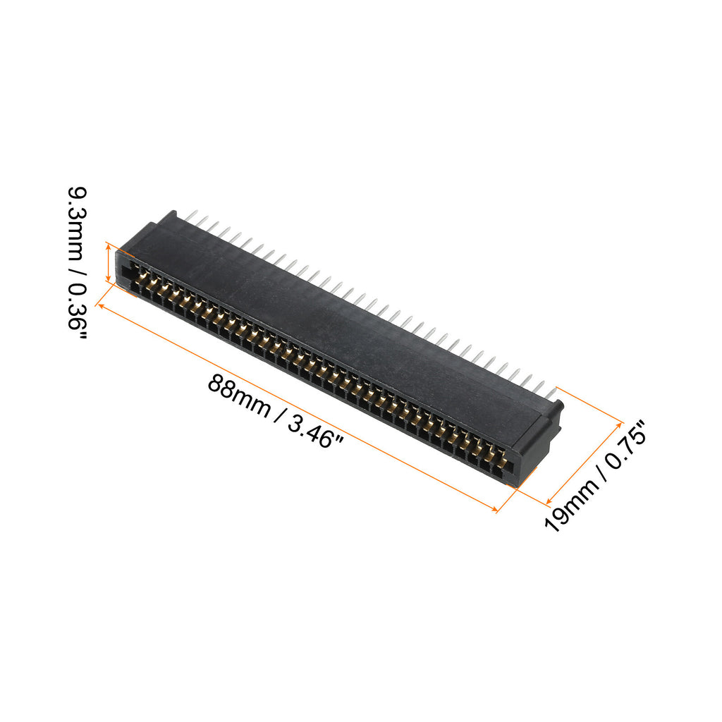 Card Edge Connector Black Socket Right Angle 64 Pin 2.54mm Pitch